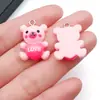 Amor de Desenho Animado Urso Colorido Acessórios de Resina Pulseira Brincos Colar Chaveiro Pingente Pequeno Enfeite Pendurado DIY