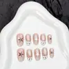 Coleção de Unhas Usáveis Estampa de Leopardo Pentagrama Francês Removível Estilo Diário Toque de Luxo Manicure Feita à Mão Adesivos de Unhas Postiças