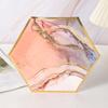 Europa y Estados Unidos nuevo plato de papel hexagonal color bronceado sub-sexo suministros para fiesta de cumpleaños plato de papel mármol