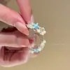 Anel Estrela-do-Mar Doce Pérola Diamante Brilhante Estilo Ins, Requintado e Doce, Sensação de Alto Padrão, Fresco e Versátil para Uso Diário