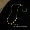 Colar Flor Margarida Banhado a Ouro 18K Corrente para Suéter Moda de Luxo Acessível Estilo Coreano Simples Elegante Colar Flor