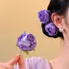Flor de Cerejeira Aquarela Flor Simulada Grampo de Cabelo Novo Estilo Atmosfera Elegante Penteado Flor de Cabelo Grampo Curto Combinação com Qipao Adorno de Cabelo