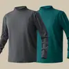 280g Terciopelo AlemánOtoño/Invierno Doble Cara Cepillado Terciopelo Cuello Alto Manga Larga para Hombre Caliente Capa Base Ropa de Otoño Camiseta Interior