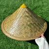 Sombrero de ala ancha grande de cuero verde tejido de bambú para adulto niño exterior sombrilla sombrero para el sol granjero jardín té pesca sombrero de paja