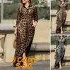Vestido informal de vacaciones para mujer, de manga larga, con solapa y estampado floral, de algodón, con botones y camisa larga