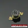 Puxador de Cerâmica para Móveis Gaveta de Armário Buraco Único Moderno Simples Pastoral Preto e Branco Estilo Europeu Buraco Único Redondo Puxador de Flor Rosa
