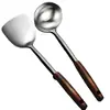 Conjunto de espátula e concha de aço inoxidável para cozinha doméstica, servir sopa, colher grande com cabo isolado termicamente, utensílios de cozinha