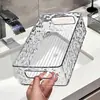 Caja de almacenamiento transparente con patrón de glaciar, organizador de escritorio para cosméticos con asa, cesta de almacenamiento acrílica apilable