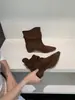 Botines Cuadrados Retro de Retazos con Aumento de Altura, Botas Plegadas para Mujer, Nuevo Estilo Otoño 2026