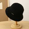 Sombrero de Pescador de Felpa con Letras Casual y a la Moda para Mujer en Invierno, Versátil Cálido Tejido Liso de Color Puro Popular Sombrero de Cubo Trendy