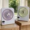 Cargador de escritorio color crema, mini ventilador eléctrico, ventilador pequeño inteligente de pared para dormitorio, mesita de noche, pantalla digital USB
