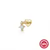 Plata de ley S925 diamante amor cabeza plana rosca interna nuevo ojo de caballo ocho mans estrella perforación pendiente de cartílago clavo de hueso de la oreja