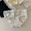 Panty de una pieza para mujer con ribete de encaje, transpirable y cómodo, seda helada sin costuras, cintura media-baja sexy, braguita triangular de deseo puro