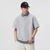 Roupas Masculinas Shanggu Estilo Japonês Marca da Moda Verão Novo Camiseta Patchwork Falsa Manga Curta Nova Masculina Manga Curta Gola Redonda Fresca