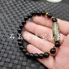 Pulsera de Ágata Tianzhu Jade Pulsera Tianzhu de Nueve Ojos Tres Ojos Lutong Pulsera de Cuentas de Ábaco Lineal Dijo Antiguo