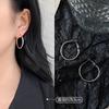 Pendientes de Aro Lisos de Doble Capa para Mujer, Estilo Europeo y Americano, Pendientes de Aro Geométricos Grandes Exagerados, Clavos para Orejas, Pines de Oreja de Plata 925