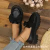 Comercio Electrónico Transfronterizo Tallas Grandes Otoño 2026 Mocasines con Lazo para Mujer Suela Gruesa Tacón Medio Estilo Británico Retro Zapatos Pequeños de Piel para Mujer