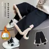 Calças de Lã para Meninas Inverno 2025 Nova Versão Coreana Roupa de Inverno Grossa e Quente para Crianças Calças Casuais Falsas de Duas Peças