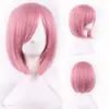 Peluca de anime Cos cabeza de bob rosa flequillo lateral cabello bobo color Peluca de Cosplay cabello corto al por mayor