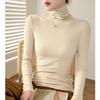 Clásica y Atemporal Versátil Cuello Alto Capa Base para Mujer Camiseta de Manga Larga 2026 Otoño e Invierno Nuevo Ajuste Delgado Top de Algodón