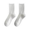 Calcetines de Algodón para Mujer Zhuji, Amigables con la Piel, Absorbentes de Sudor, Transpirables, de Media Pantorrilla, Doble Aguja, Canalé Elástico, Antibacterianos, Desodorantes, Estilo Slouch