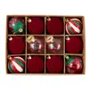 Conjunto de Bolas de Natal Aveludadas Caixa de Presente Bolas Transparentes Formato de Bola Enfeites de Árvore de Natal Lembrança de Natal Conjunto de Decoração 6cm