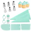 Ferramentas de Confeitaria Transfronteiriças, Conjunto de Bicos de Confeitar com 15 Peças, Adaptador para Saco de Confeitar, Bico para Chantilly, Conjunto de Espátulas para Chantilly