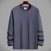 Novas Blusas Versáteis de Comércio Exterior para Homens de Tamanho Grande para Primavera, Outono e Inverno, Camiseta Masculina Gola Redonda, Roupas Masculinas Largas, Camiseta de Manga Longa de Outono para Homens