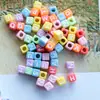 Contas Quadradas de Letras Sorridentes Material para Miçangas Corrente de Celular Ins Contas Joias DIY Acessórios para Pulseira Colar Colorido