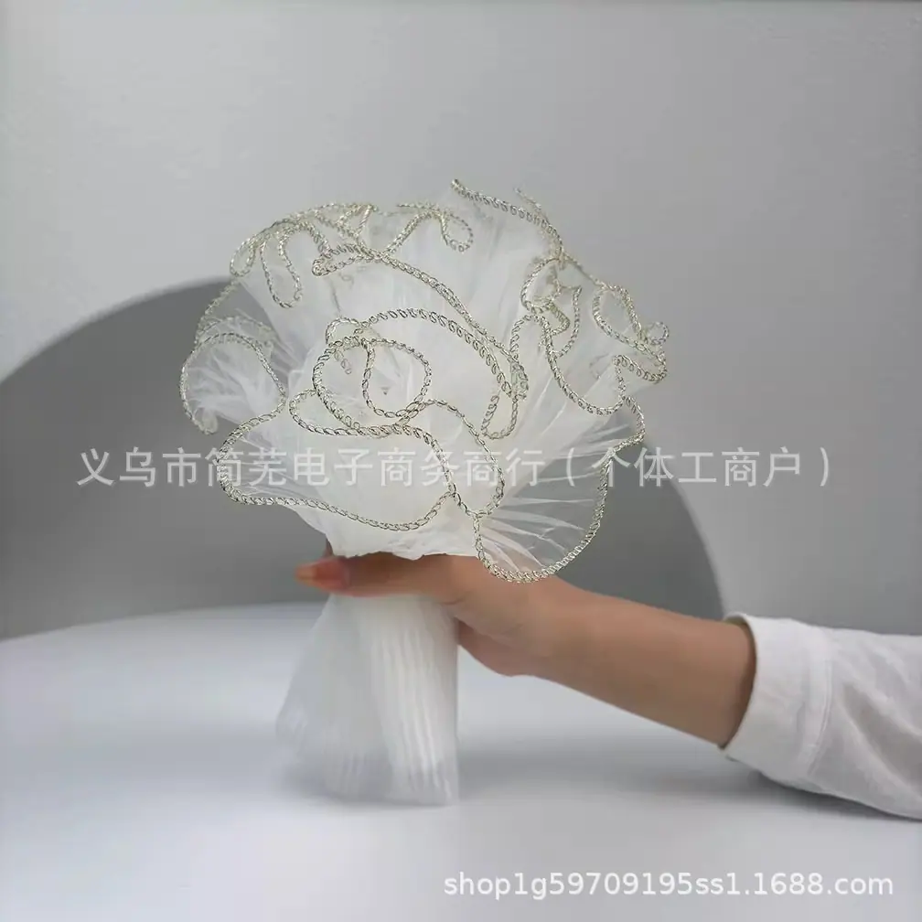 sku7_金边白色波浪纱宽28cm-长4米 【10包】