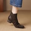 Combina con un abrigo para un look elegante: Botines Chelsea Patchwork de Gamuza con Tacón Bajo Grueso y Punta Cuadrada, Botines Cortos de Piel Genuina para Mujer, Otoño/Invierno 2025