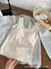 Novedad Otoño e Invierno Cuello en V Encaje Cepillado Térmico Íntimo para Mujer con Almohadillas en el Pecho para Usar como Ropa Exterior Chaleco de Tirantes Anchos Tops Térmicos