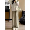 Pantalones Casuales de Pierna Ancha con Forro Polar de Corte Holgado para Mujer, Nuevos Pantalones Casuales de Invierno/Otoño de Cintura Alta Adelgazantes de Longitud Completa