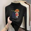 Y2524# meninas de veludo novo bebê feminino gola semi-alta manga longa infantil outono e inverno de veludo quente camiseta base interna