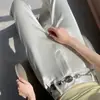 Pantalones anchos de pierna acampanada fina en satén de acetato blanco para mujer, estilo fino de primavera y otoño, modelo nuevo 2026, de cintura alta, adelgazantes, fluidos, casuales