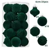Nuevas Decoraciones Navideñas: 6cm, 25 Piezas Bolas Redondas de Terciopelo Flockadas para Decoración Navideña Bolas Colgantes