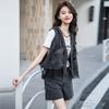 Chaleco de Mezclilla de Streetwear de Moda para Mujer Primavera/Verano 2026 Nuevo Parche de Malla Lavado Vintage Chaleco Corto