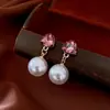 Brincos Geométricos de Flor de Zircônia Estilo Corte Francês, Luxo Leve, Alta Qualidade, Brincos Elegantes, Brincos da Moda e Exquisitos Atacado