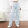 Jeans de Mezclilla Lavada Tendencia Retro Europea Transfronteriza para Mujer Estilo Nuevo Primavera/Otoño 2026 Moda Versátil Pantalones Largos Rectos