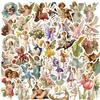 50 adesivos de pintura a óleo de arte retrô transfronteiriça dos desenhos animados flor elfo decoração à prova d'água adesivos DIY bagagem hand ledger