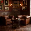 Sofá de Bar de Charutos, Clube Privado Estilo Americano, Mesa e Cadeiras de Bar de Whisky Vintage, Combinação de Assento Único e Duplo Estilo Old Money