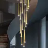 Lustre de escada estético estilo song, adequado para apartamentos duplex, prédios altos e salas de estar estilo loft; um novo lustre longo giratório estilo chinês, inspirado em Zen, para vilas