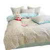 Conjunto de Cuatro Piezas de Algodón Floral Pequeño Grueso Cálido con Forro Polar Lado A Algodón Puro Lado B Polar de Leche 1.8m Arroz Coral Polar de Leche