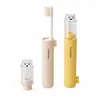 Set de cepillo de dientes y pasta de dientes plegable 2 en 1 para viajes, portátil para adultos en viajes de negocios, con cerdas suaves reemplazables, tamaño compacto, adecuado para niños