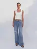 Camiseta sin mangas de color liso para mujer de Temu transfronteriza, adecuada para usar en capas o sola, corte ajustado, cuello redondo, top de moda, camisola para deporte y fitness