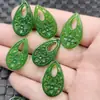 Pendente de jade gota d'água oca verde ameixa espinafre flor de ameixa gota d'água colar brincos acessórios para cabelo pingente pingente de jade