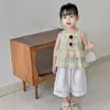 Conjunto de verão para meninas novo estiloso roupas infantis colete de bebê e calça reta conjunto de duas peças para o verão GG00