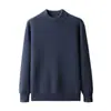 Suéter Masculino de Cashmere Puro para Outono e Inverno Fio de Dupla Torção Espessado Gola Alta Meia Colmeia Jacquard Tricotado Camisa de Base