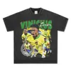 Algodão Puro de Peso Pesado 260g Vinicius Não. 7 Camisetas, Lavadas e Desgastadas, Marca Moderna Estilo Americano para Homens e Mulheres