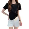Camiseta Irregular de Manga Corta para Mujer, Nuevo Estilo Verano 2026, Diseño Único, Top Corto de Media Manga de Nicho de Cintura Alta